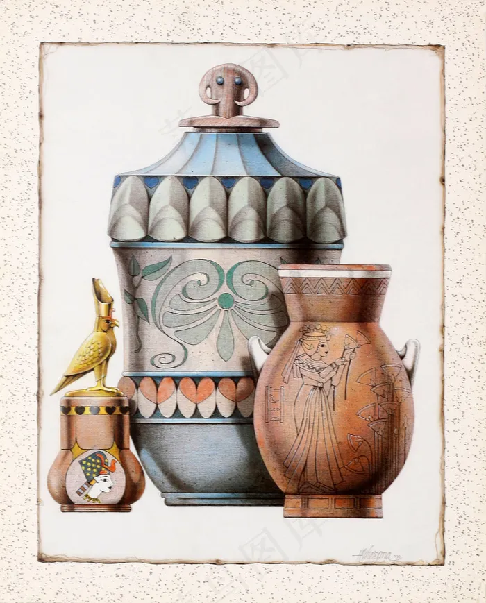 罐子酒瓶艺术插画油画