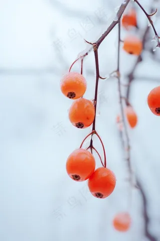 简约冬天树枝雪景背景