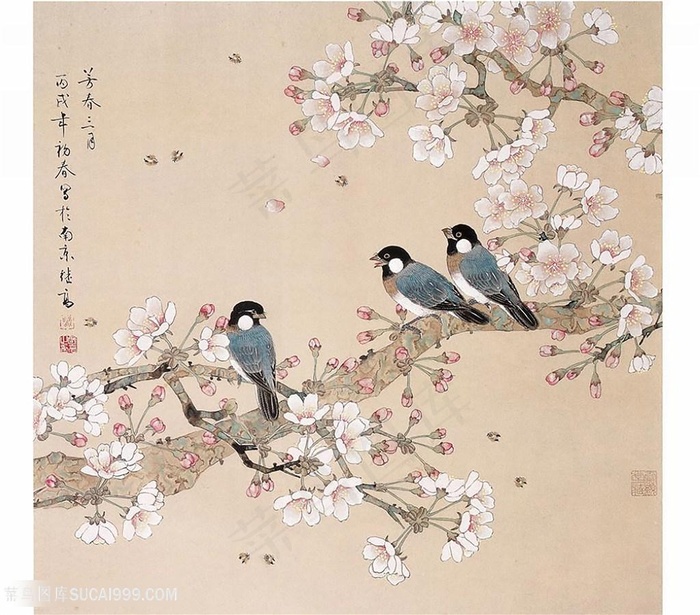 工笔花鸟风景图片