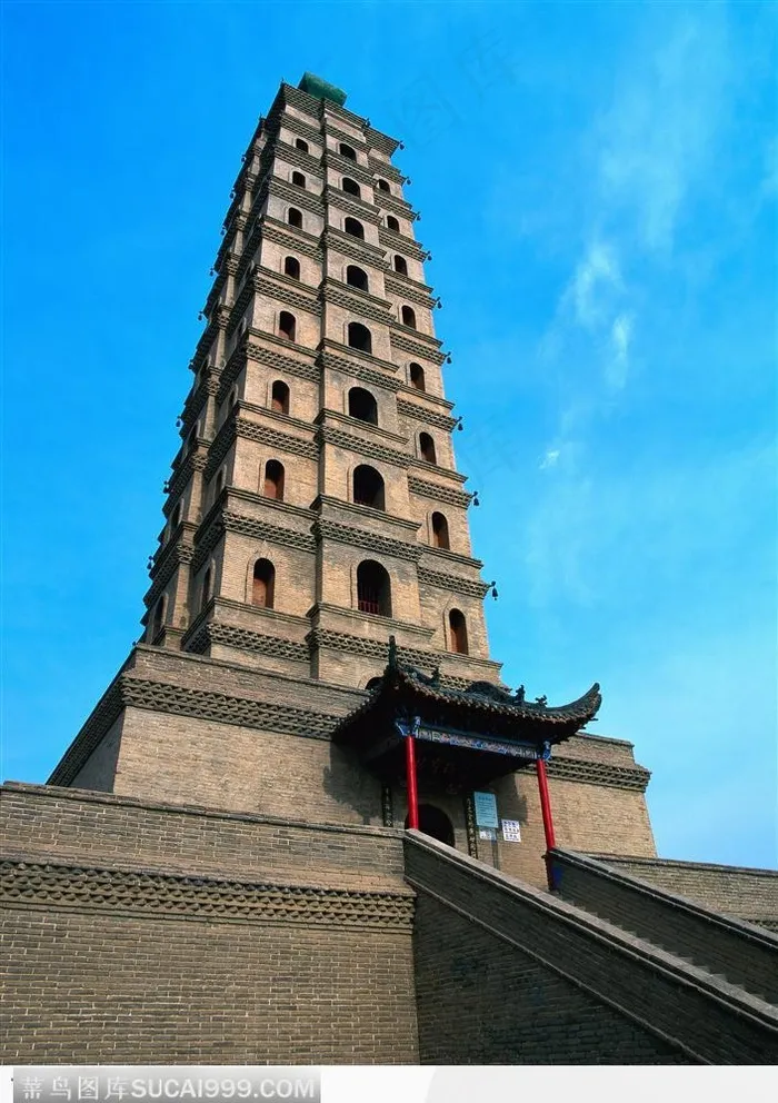 宝塔建筑-蓝天下高大的宝塔