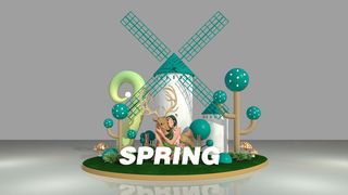 春天门头cdr设计素材春季美陈景观拱门打卡拍照框dp堆头3d模板