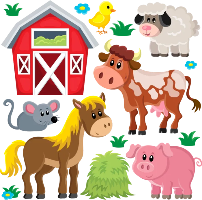 牧场素材卡通动物简笔