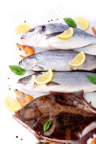 柠檬与鱼摄影高清图片