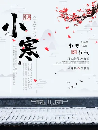 中国传统冬天小寒祝福24二十四节气节日宣传活动海报