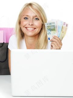 手持钞票的美女图片
