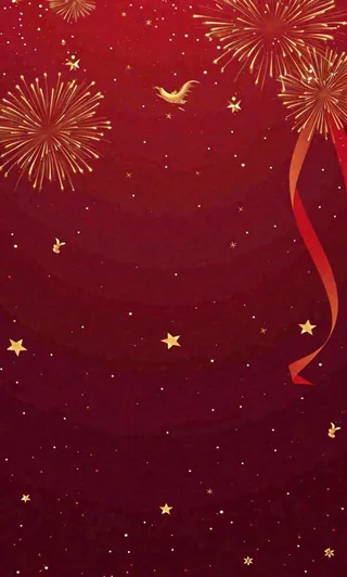 红色喜庆烟花丝带，圣诞新年节日背景