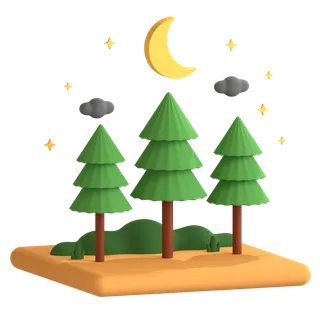 森林卡通自然图标3Dpng素材