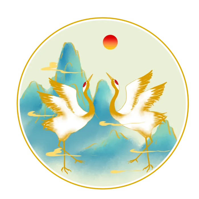 国潮仙鹤插画免扣素材设计素材