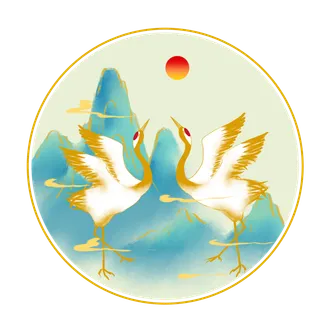 国潮仙鹤插画免扣素材设计素材