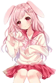 粉色兔耳女孩素材卡通简笔 粉色兔耳女孩素材卡通简笔