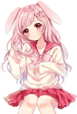 粉色兔耳女孩素材卡通简笔