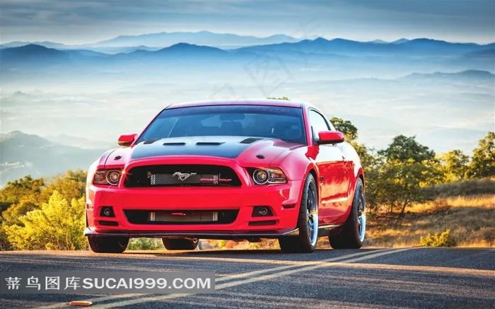 红色美系野马汽车图片欣赏