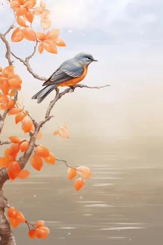 秋季落叶简约清新淡雅背景