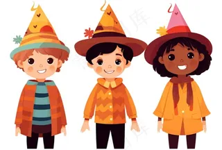 儿童卡通插画圣诞节庆祝欢乐背景