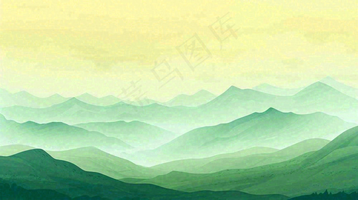 绿色延绵山脉意境国风(1456x816)