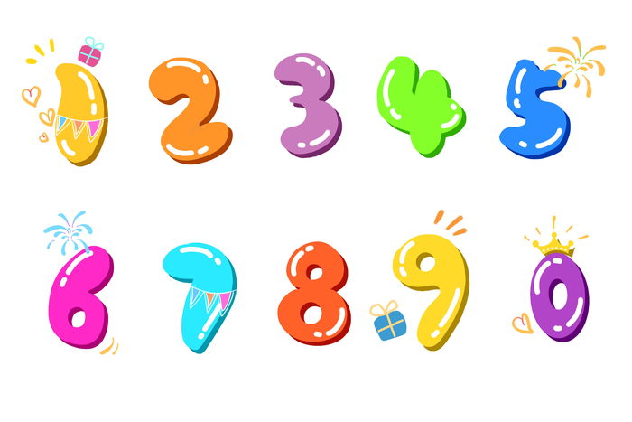 卡通生日数字插画元素