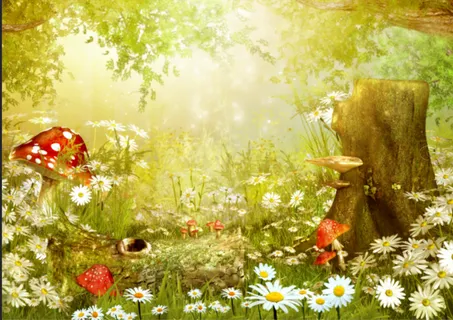 卡通儿童花卉绿草背景 卡通儿童花卉绿草背景