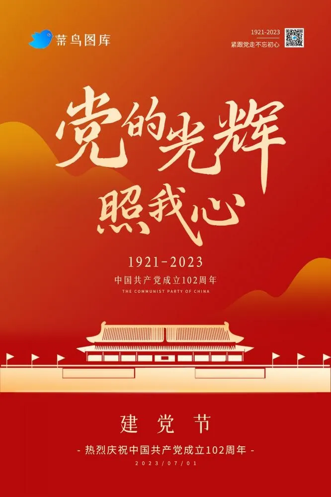 七一建党节红色大气102周年海报(2000x3000)psd模版下载