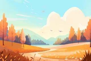 秋季风景插画背景图