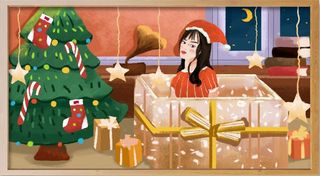 圣诞节圣诞礼物插画