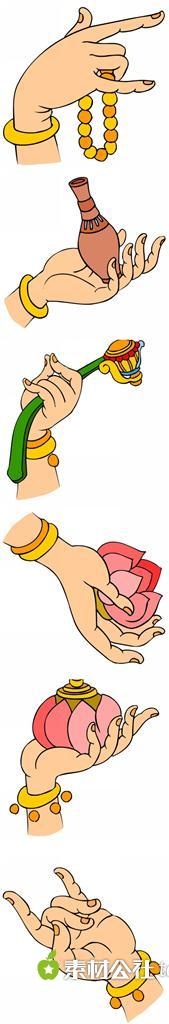 菩萨精美手绘手势素材