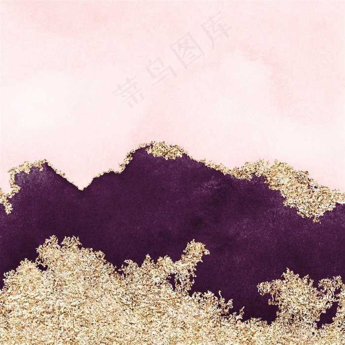 粉色金属金色水彩晕染金箔纹理背景图片