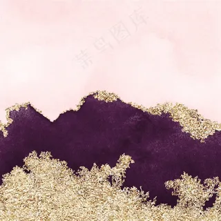 粉色金属金色水彩晕染金箔纹理背景图片