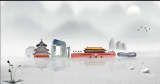 北京旅游特色建筑物海报