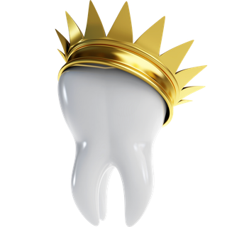 洁白的牙齿带着金色的王冠高清PNG素材全国爱牙日