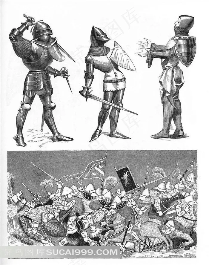 外国手绘铠甲武士高清素材