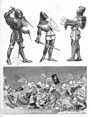 外国手绘铠甲武士高清素材