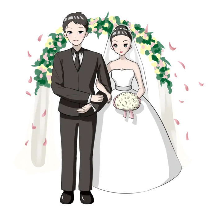 婚纱卡通人物婚礼白纱结婚婚纱摄影手绘