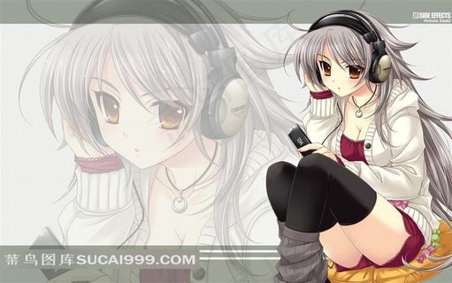 坐在地性感可爱动漫女孩插画