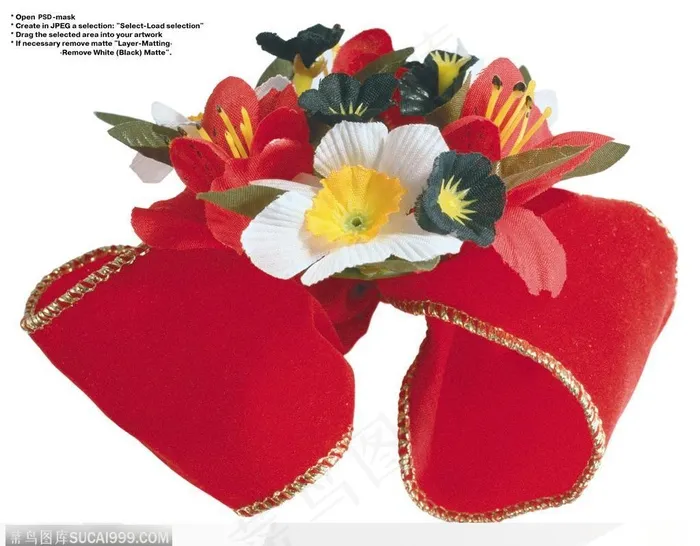 节日饰品-红色丝带上的花朵