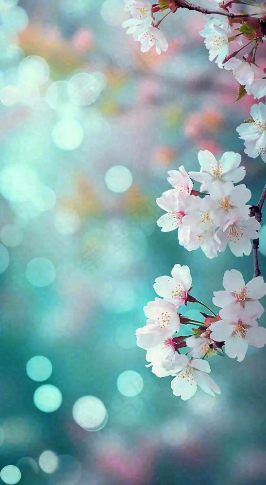 绚丽白色樱花花朵，春分惊蛰立春摄影图(816x1488)