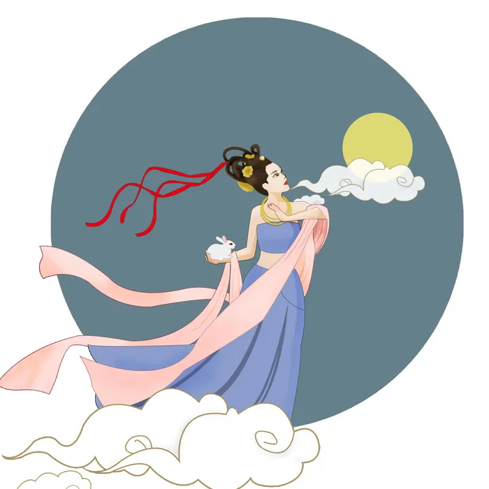 卡通中秋节嫦娥素材psd模版下载