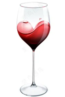 一杯心形的葡萄酒
