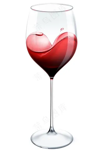 一杯心形的葡萄酒