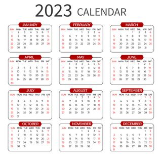 2023年日历白色背景