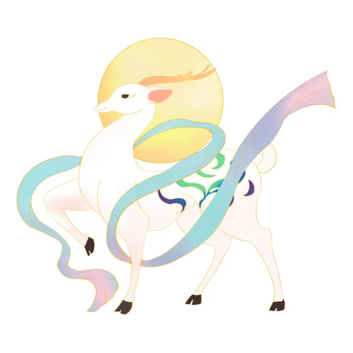 手绘国潮中国风敦煌神话九色鹿仙鹿麋鹿白鹿插画装饰PSD设计素材psd模版下载