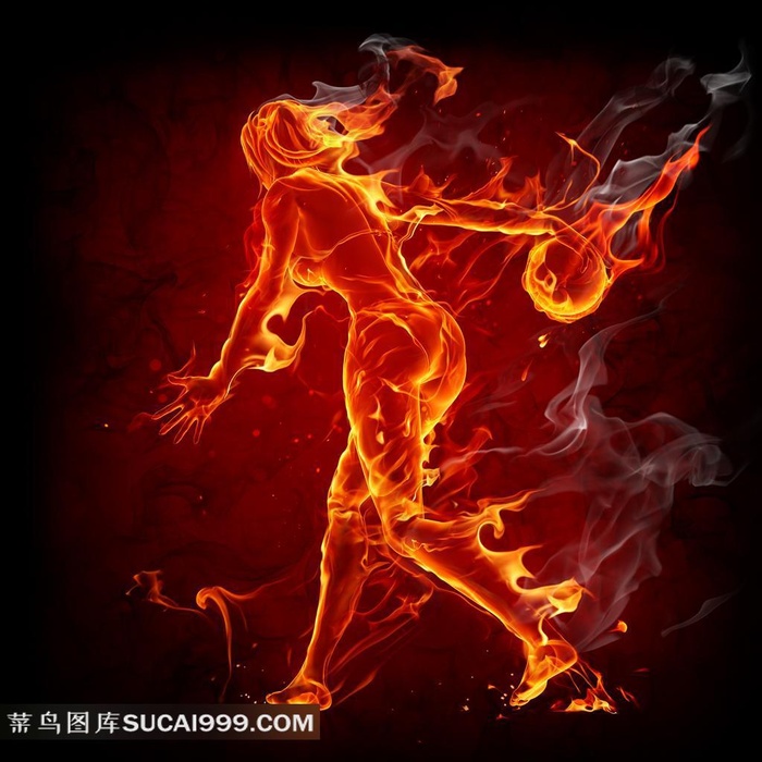人形火焰燃烧打篮球图片