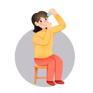 女孩滴眼药水保护视力