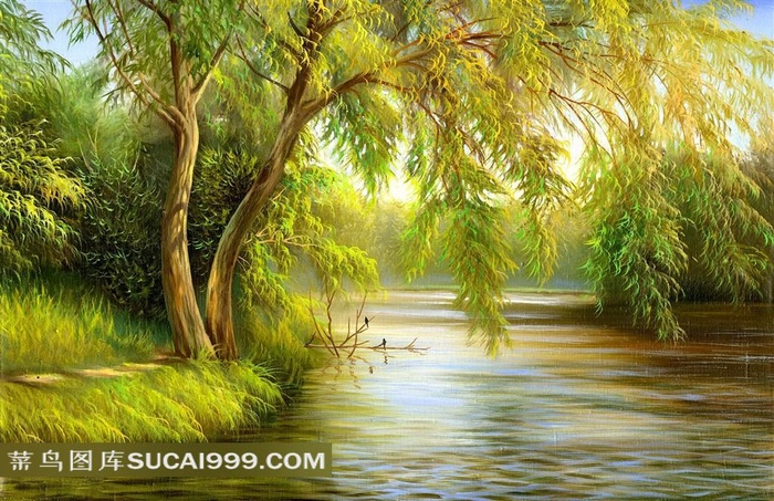 现代抽象风景油画图片素材