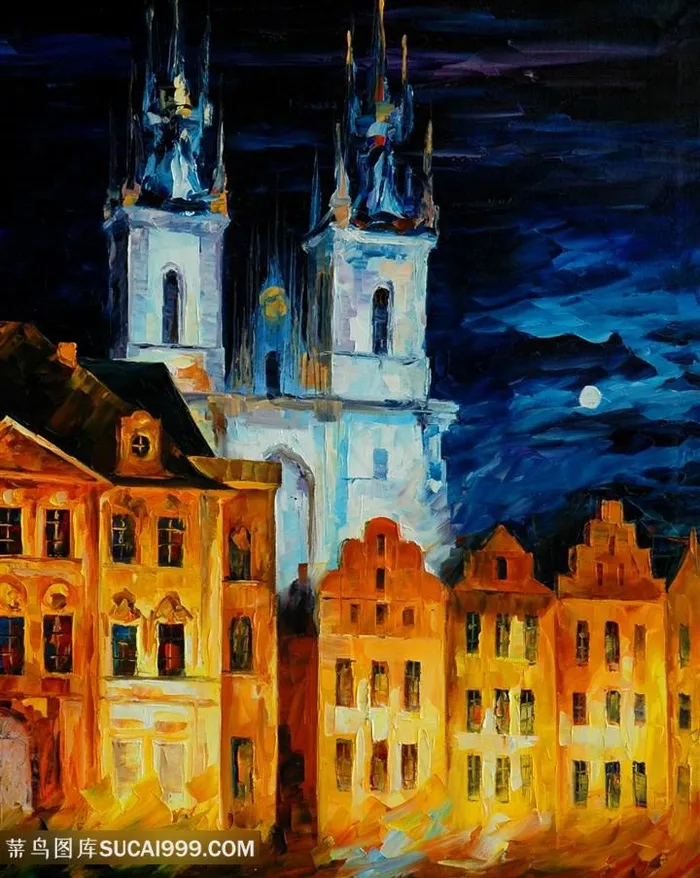 欧洲建筑水彩艺术油画挂画