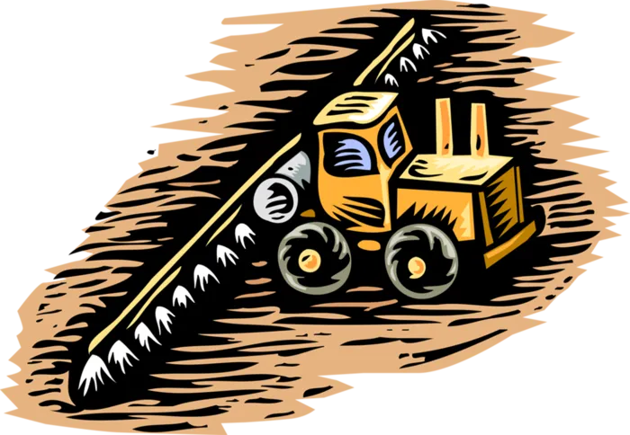 现代农业卡通割稻机