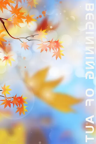 蓝色简约枫叶白光秋天海报背景