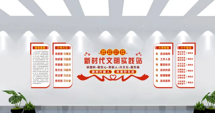 六传六习新时代党建文化墙cdr矢量模版下载