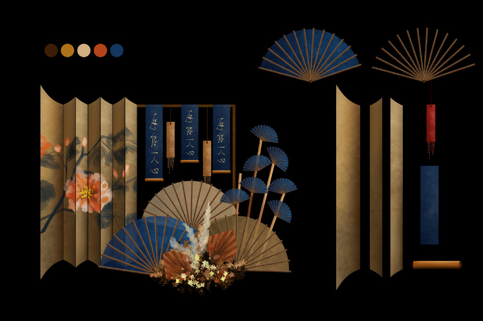 婚礼中式道具屏风