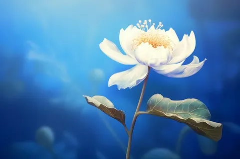 蓝色简约大气荷花意境背景 蓝色简约大气荷花意境背景