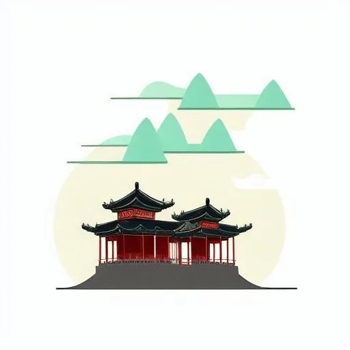 中国古代建筑插画png免抠(2048x2048)